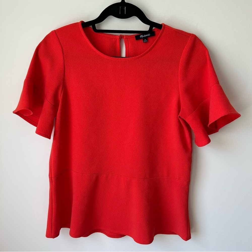Madewell Orange Peplum Top